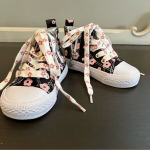 Tommy Bahama Black and Pink Floral Kids Sneakers
